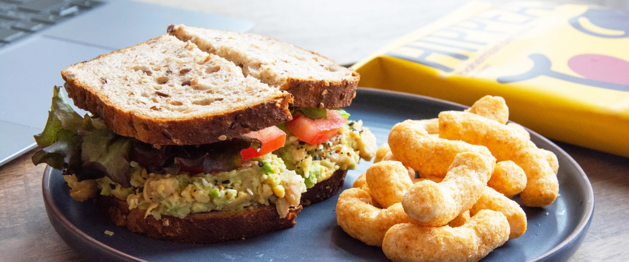Avocado Chickpea Salad Sandwich with HIPPEAS® Organic Chickpea Puffs - HIPPEAS