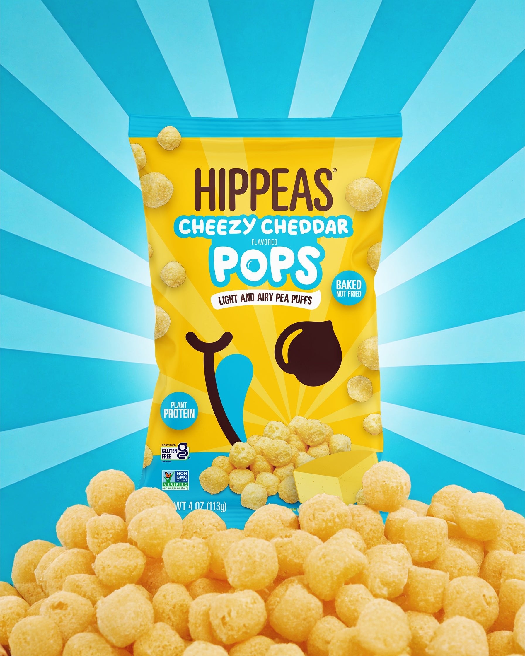 Cheezy Cheddar Pops - Puffs | HIPPEAS