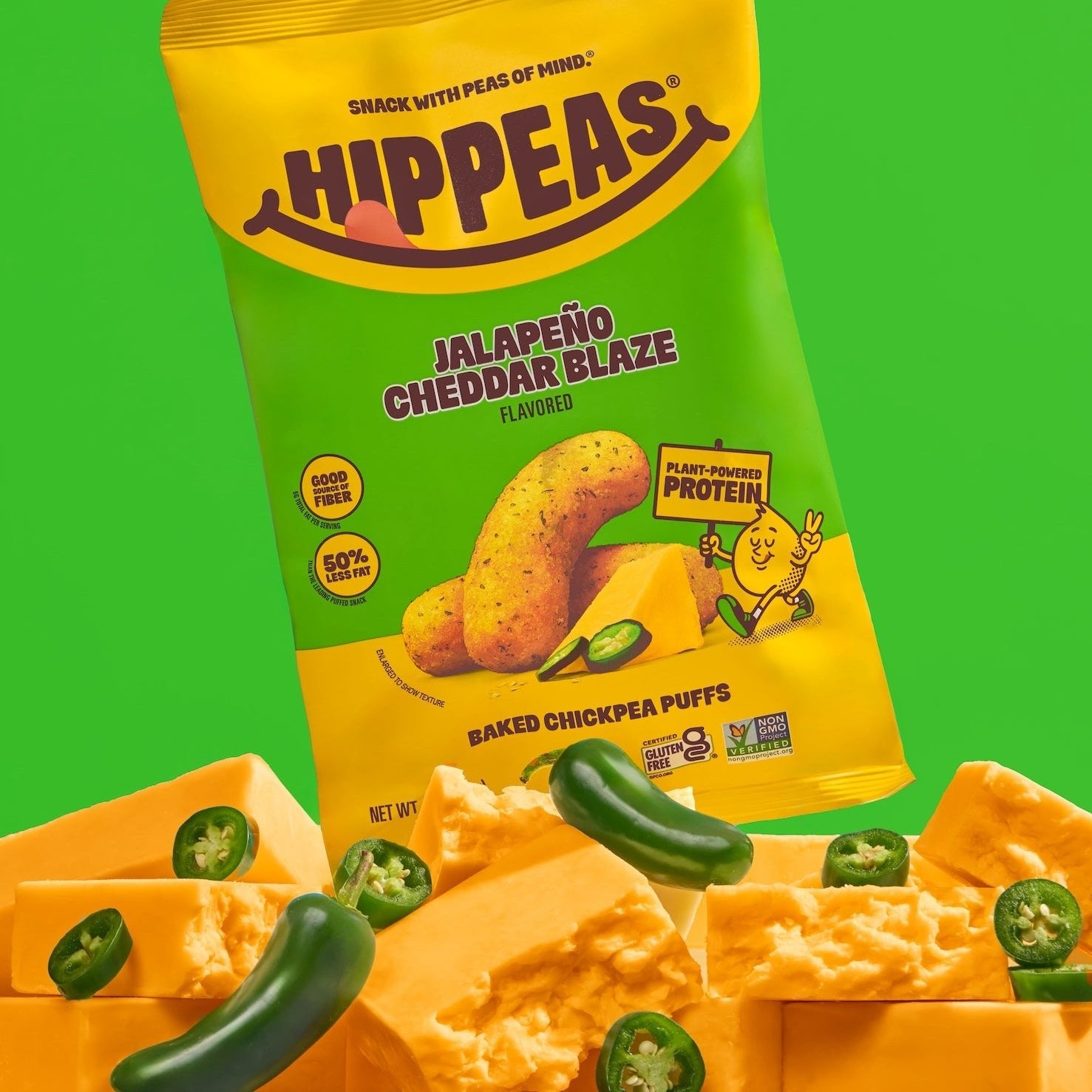 Jalapeño Cheddar Blaze Chickpea Puffs - Puffs | HIPPEAS
