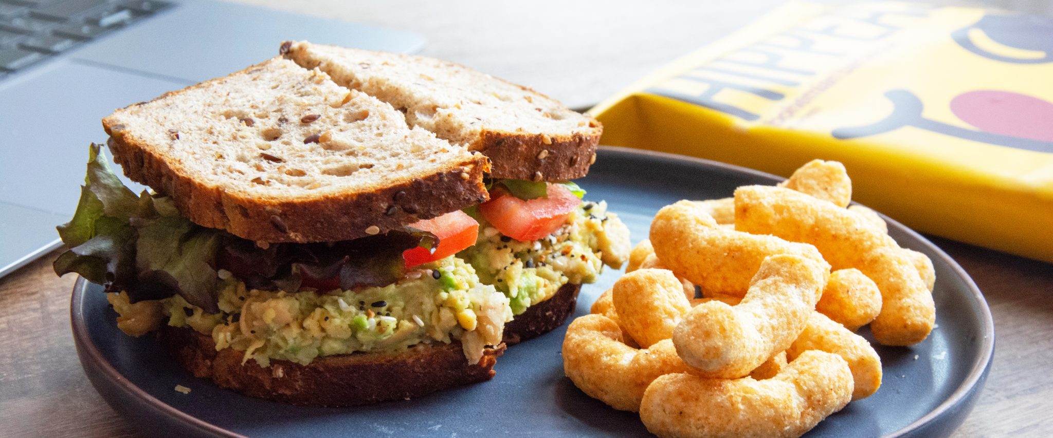 Avocado Chickpea Salad Sandwich with HIPPEAS® Organic Chickpea Puffs