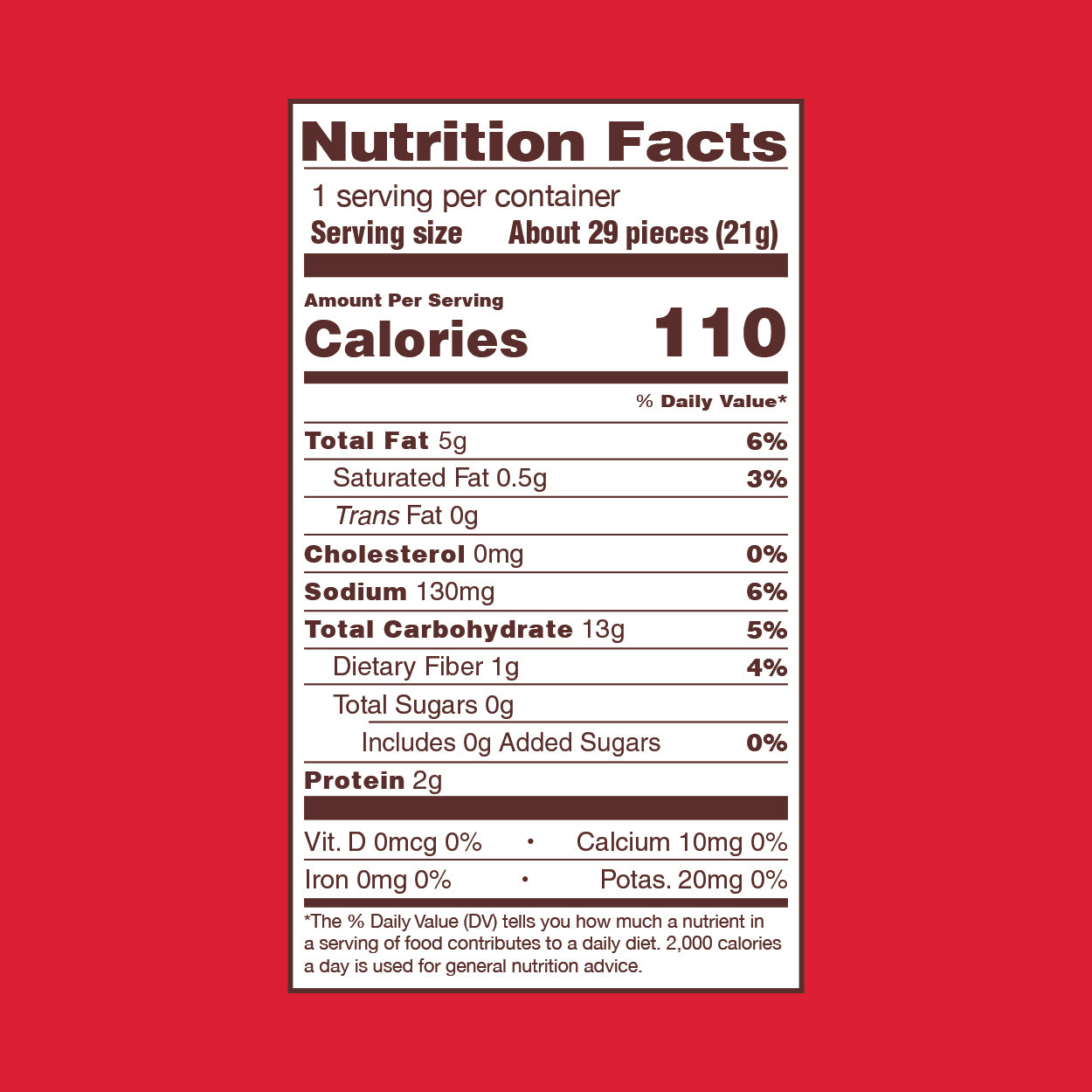 veggie straws nutritional info